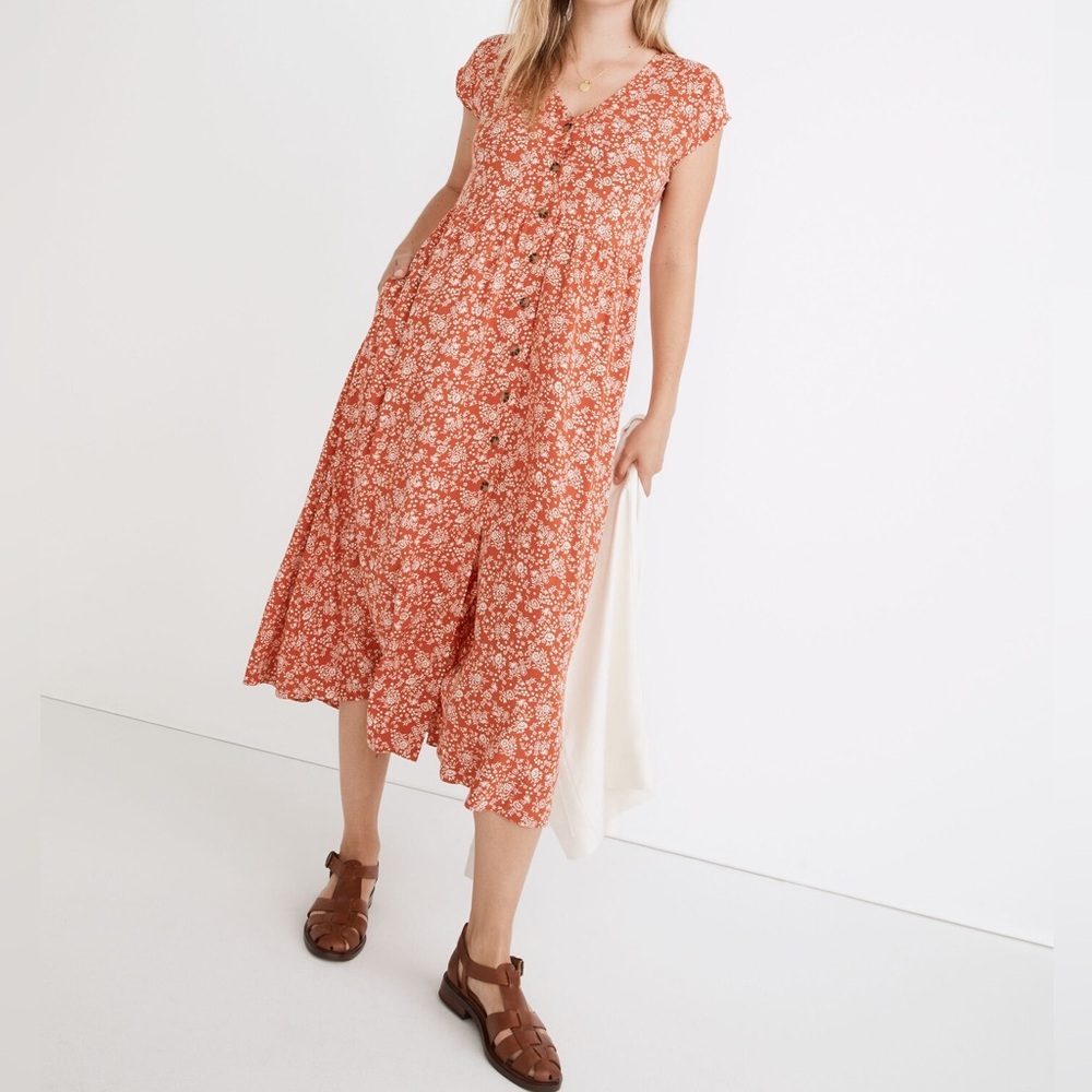 Madewell Button-Front Midi Dress in Piazza Floral